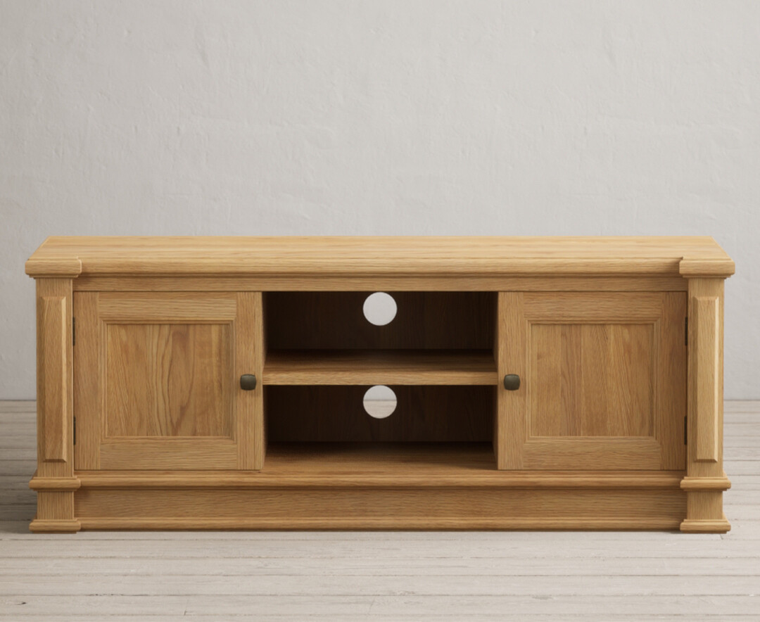 Product photograph of Lawson Solid Oak Large Tv Cabinet from Oak Furniture Superstore