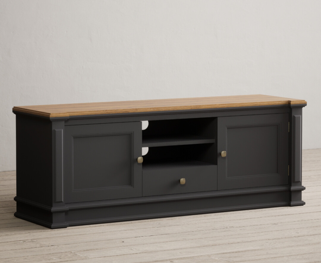 Photo 1 of Lawson oak and charcoal grey painted super wide tv cabinet
