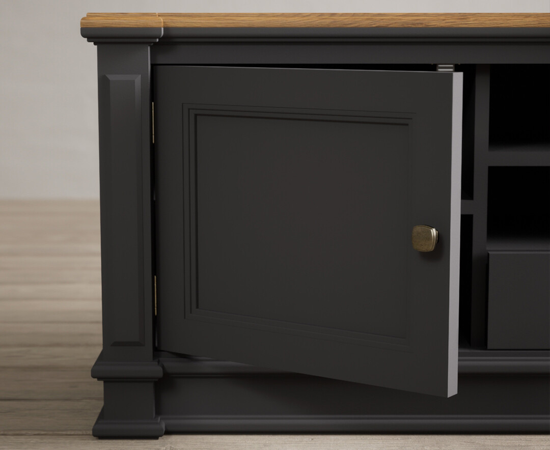Photo 2 of Lawson oak and charcoal grey painted super wide tv cabinet