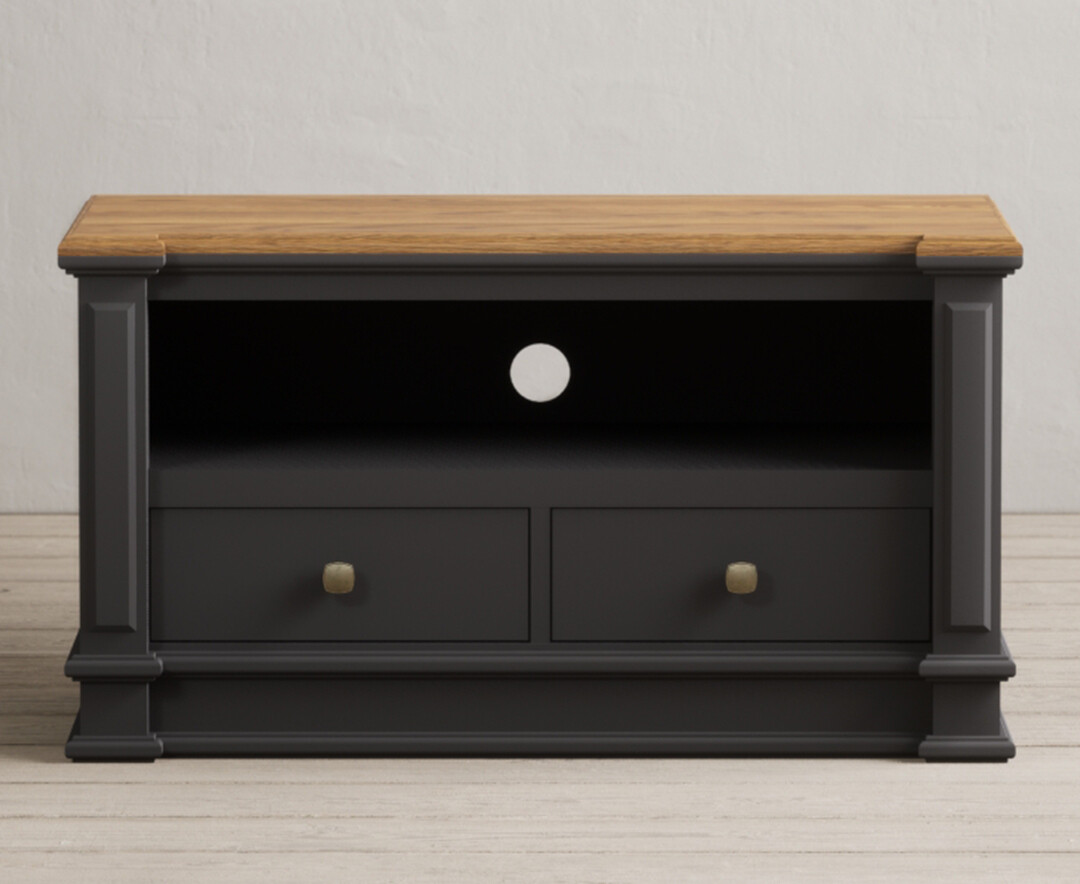 Product photograph of Lawson Oak And Charcoal Grey Painted Small Tv Cabinet from Oak Furniture Superstore