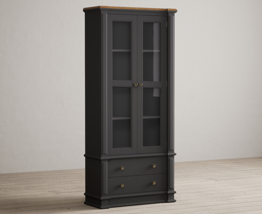 Photo 1 of Lawson oak and charcoal grey painted glazed display cabinet