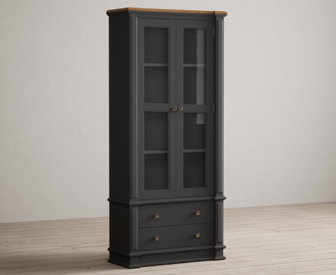 Lawson Oak and Charcoal Grey Painted Glazed Display Cabinet
