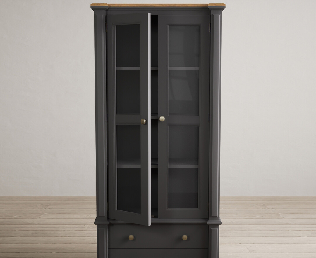 Photo 3 of Lawson oak and charcoal grey painted glazed display cabinet