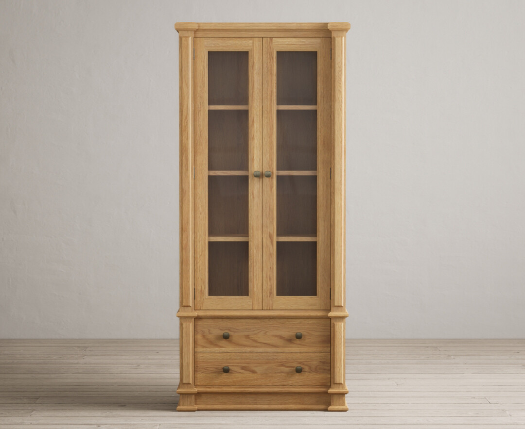 Product photograph of Lawson Solid Oak Glazed Display Cabinet from Oak Furniture Superstore