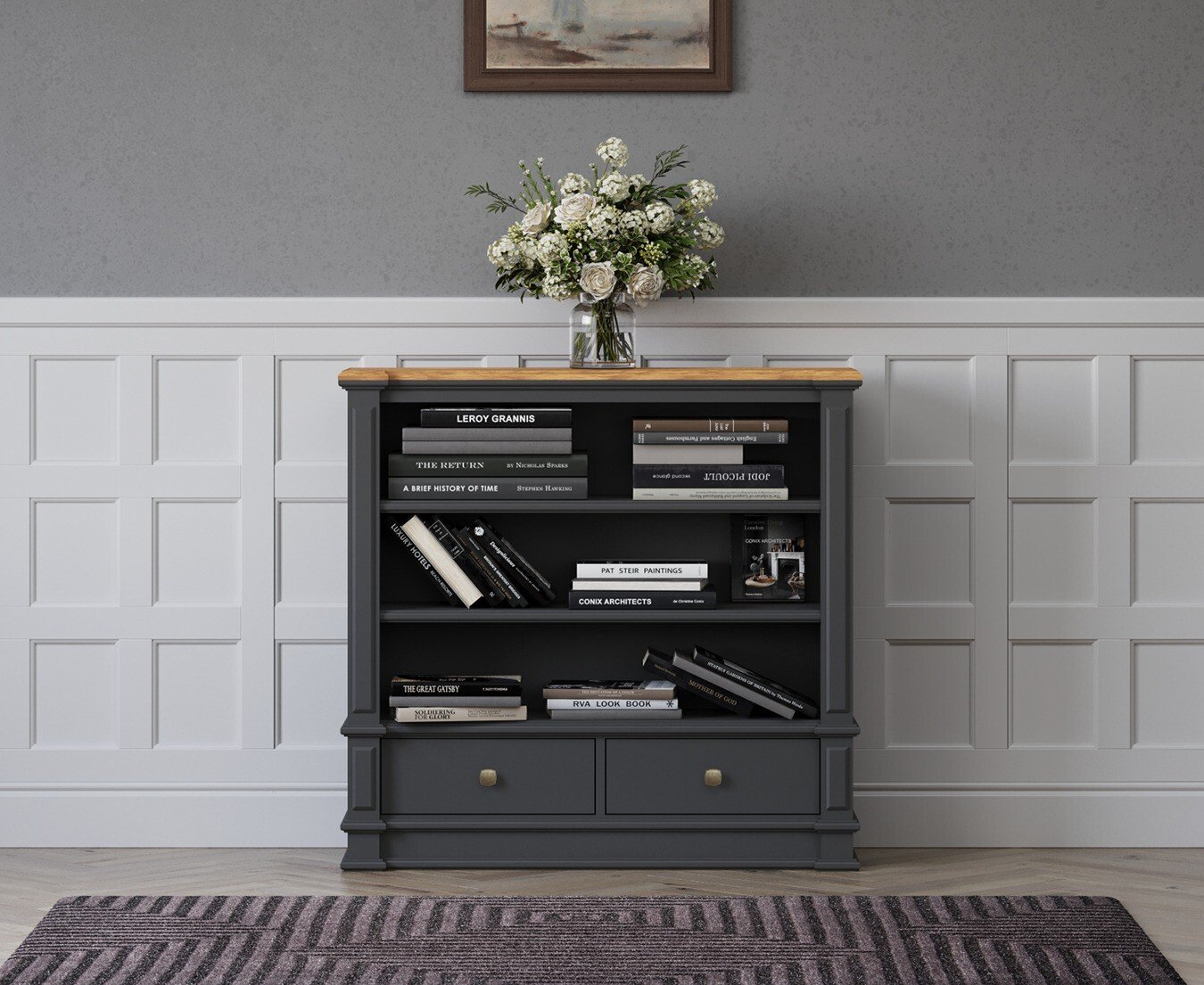 Lawson Oak and Charcoal Grey Painted Small Bookcase