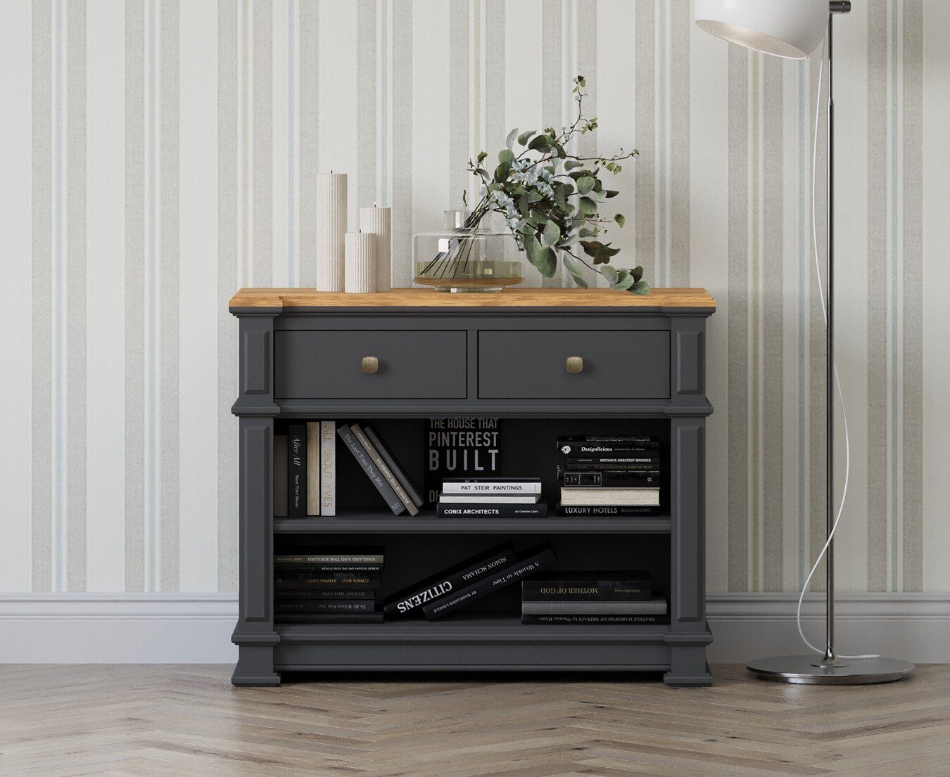 Lawson Oak and Charcoal Grey Painted Console Table