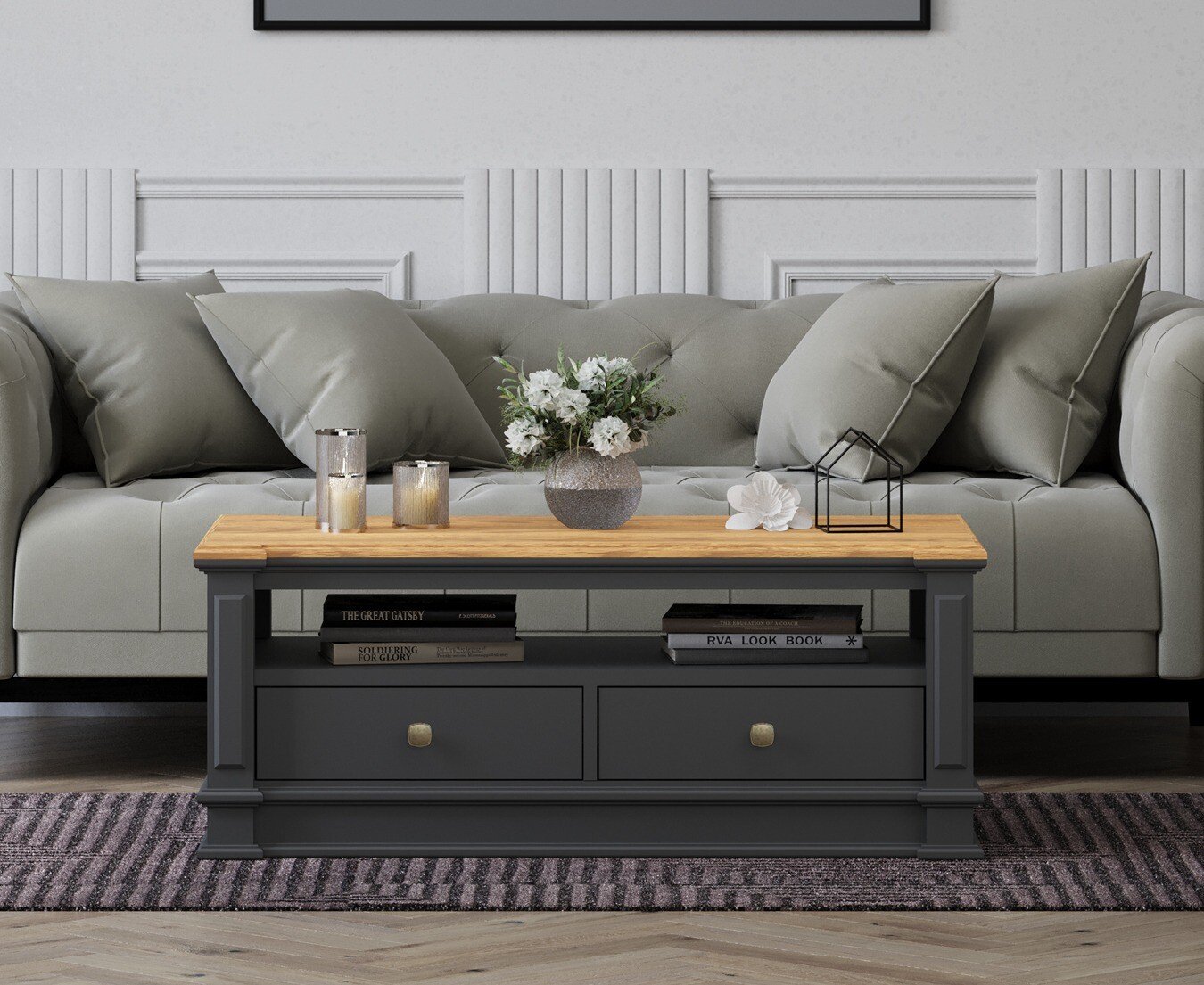 Lawson Oak and Charcoal Grey Painted Coffee Table