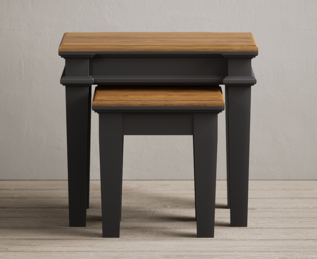 Product photograph of Lawson Oak And Charcoal Grey Painted Nest Of Tables from Oak Furniture Superstore