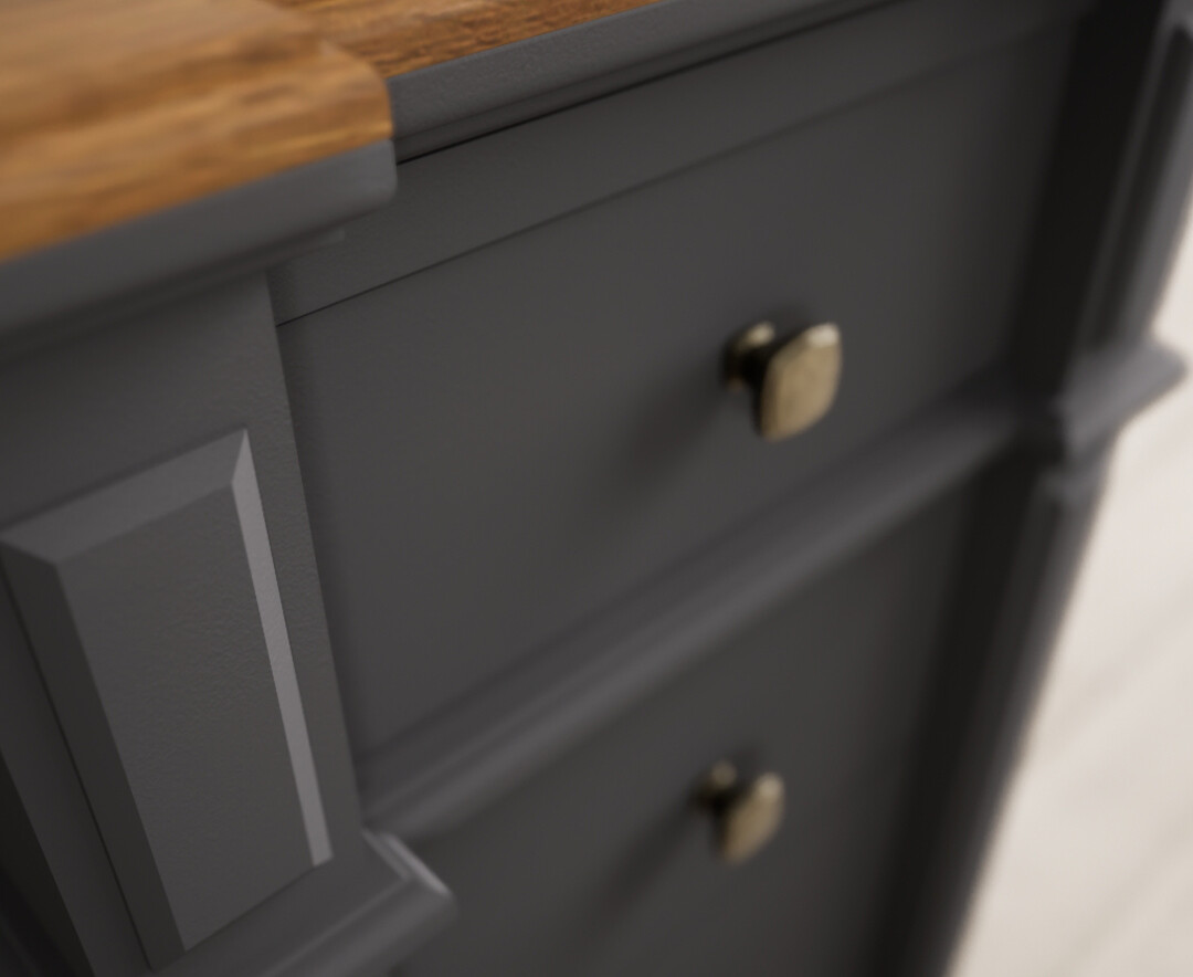 Photo 3 of Lawson oak and charcoal grey painted 5 drawer tallboy