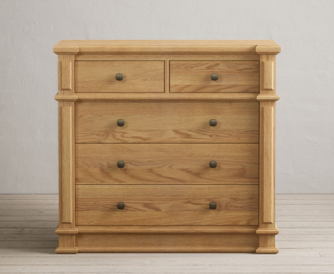Product photograph of Lawson Solid Oak 2 Over 3 Chest Of Drawers from Oak Furniture Superstore