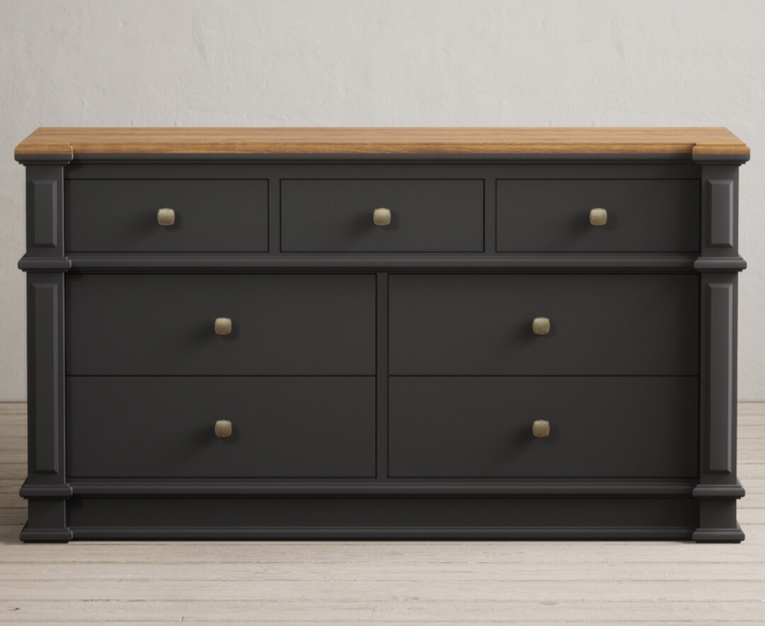 Product photograph of Lawson Oak And Charcoal Grey Painted Wide Chest Of Drawers from Oak Furniture Superstore