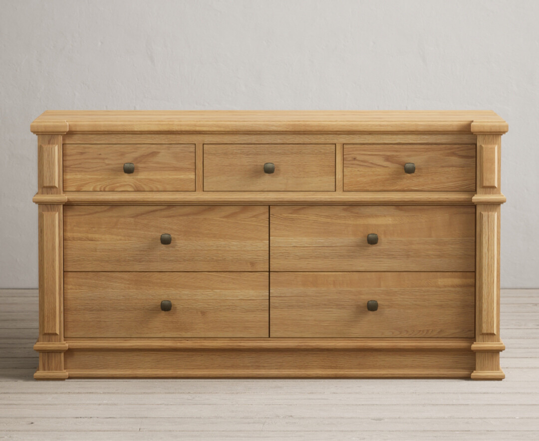 Product photograph of Lawson Solid Oak Wide Chest Of Drawers from Oak Furniture Superstore