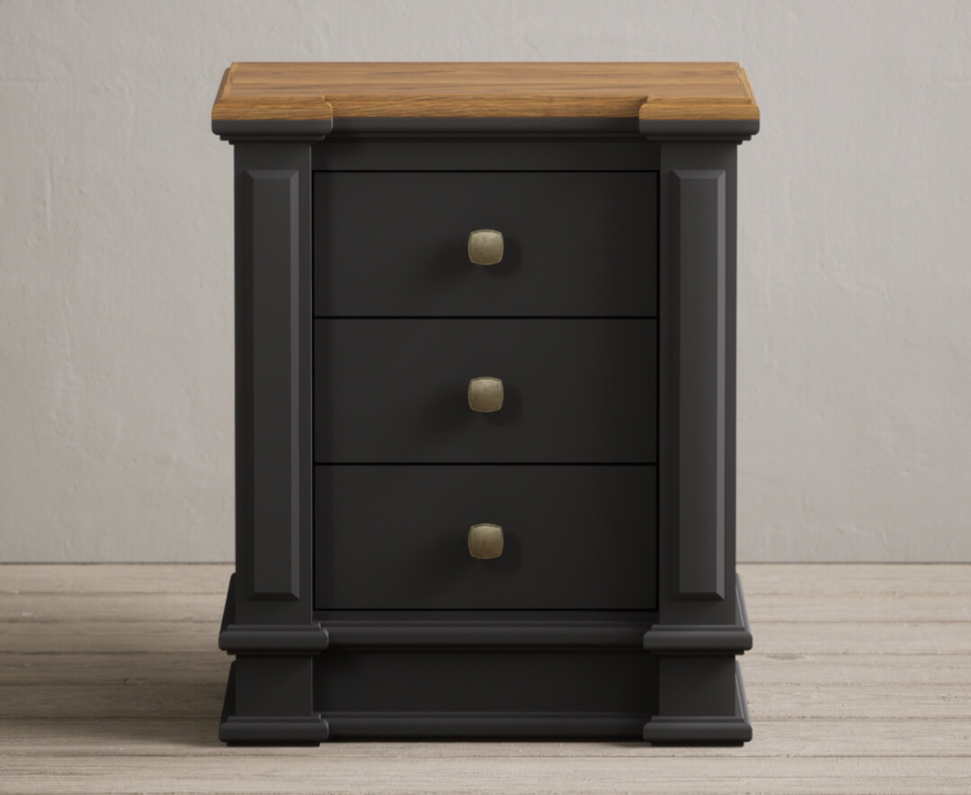 Lawson Oak And Charcoal Grey Painted 3 Drawer Bedside Chest