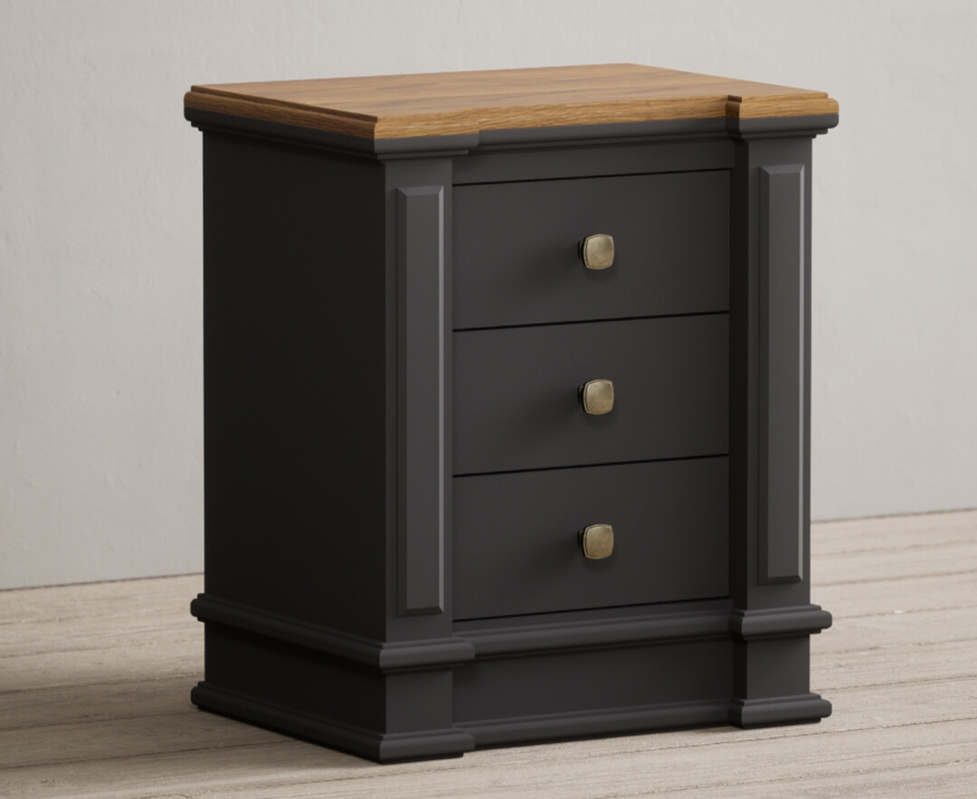 Photo 1 of Lawson oak and charcoal grey painted 3 drawer bedside chest
