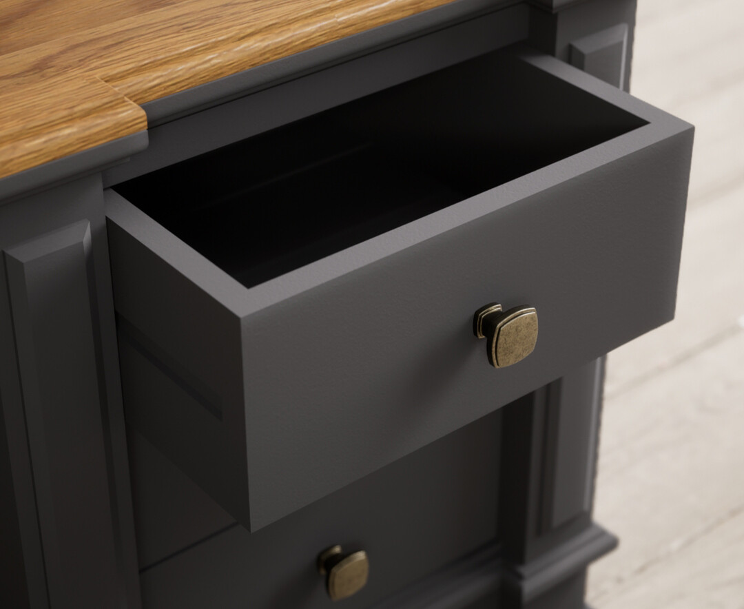 Photo 2 of Lawson oak and charcoal grey painted 3 drawer bedside chest