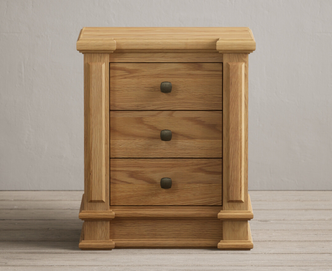 Product photograph of Lawson Solid Oak 3 Drawer Bedside Chest from Oak Furniture Superstore