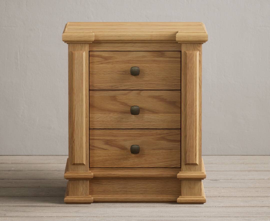 Lawson Solid Oak 3 Drawer Bedside Chest