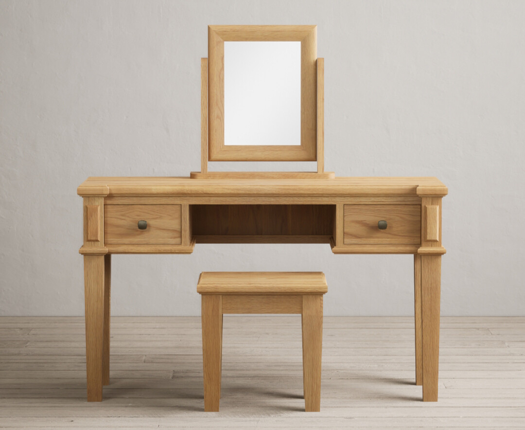 Product photograph of Lawson Solid Oak Dressing Table Set from Oak Furniture Superstore