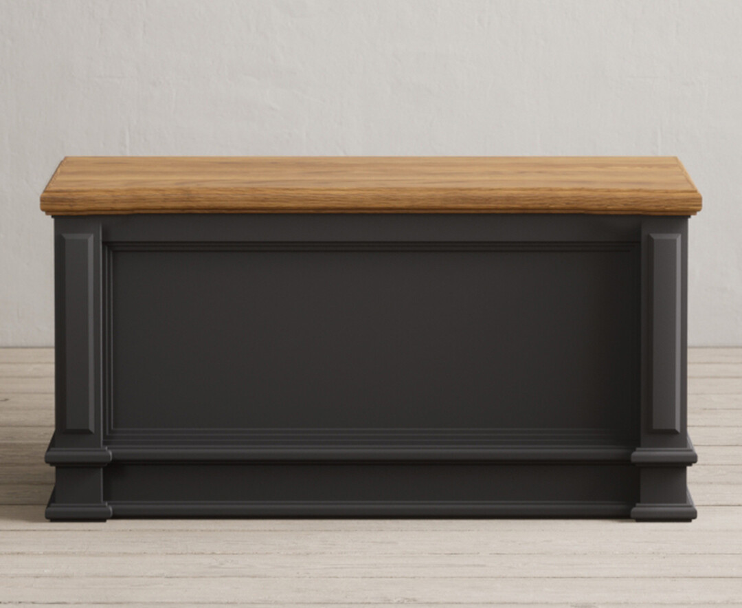 Product photograph of Lawson Oak And Charcoal Grey Painted Blanket Box from Oak Furniture Superstore