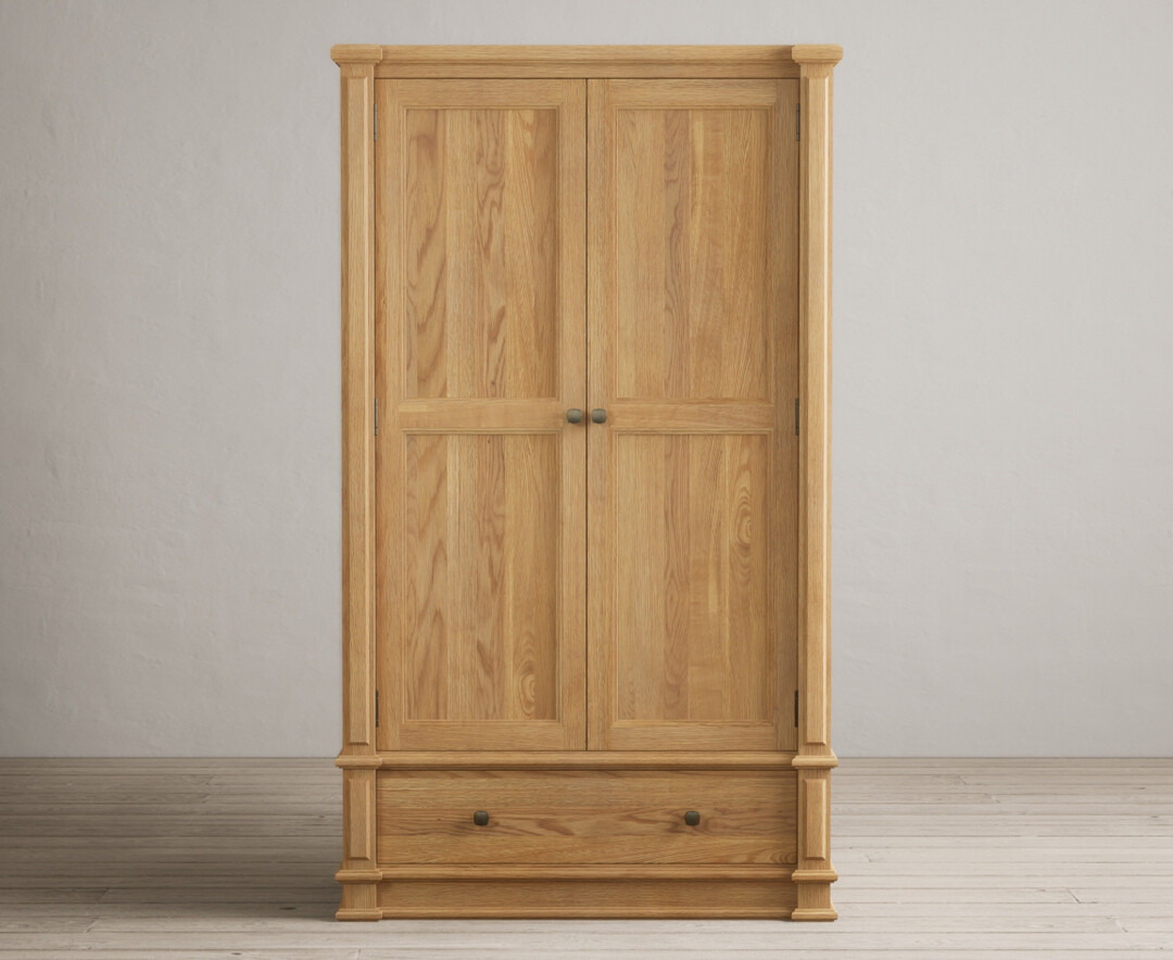 Product photograph of Lawson Solid Oak Double Wardrobe from Oak Furniture Superstore