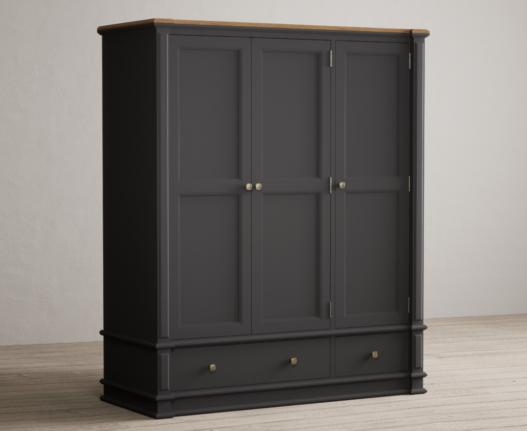 Photo 1 of Lawson oak and charcoal grey painted triple wardrobe