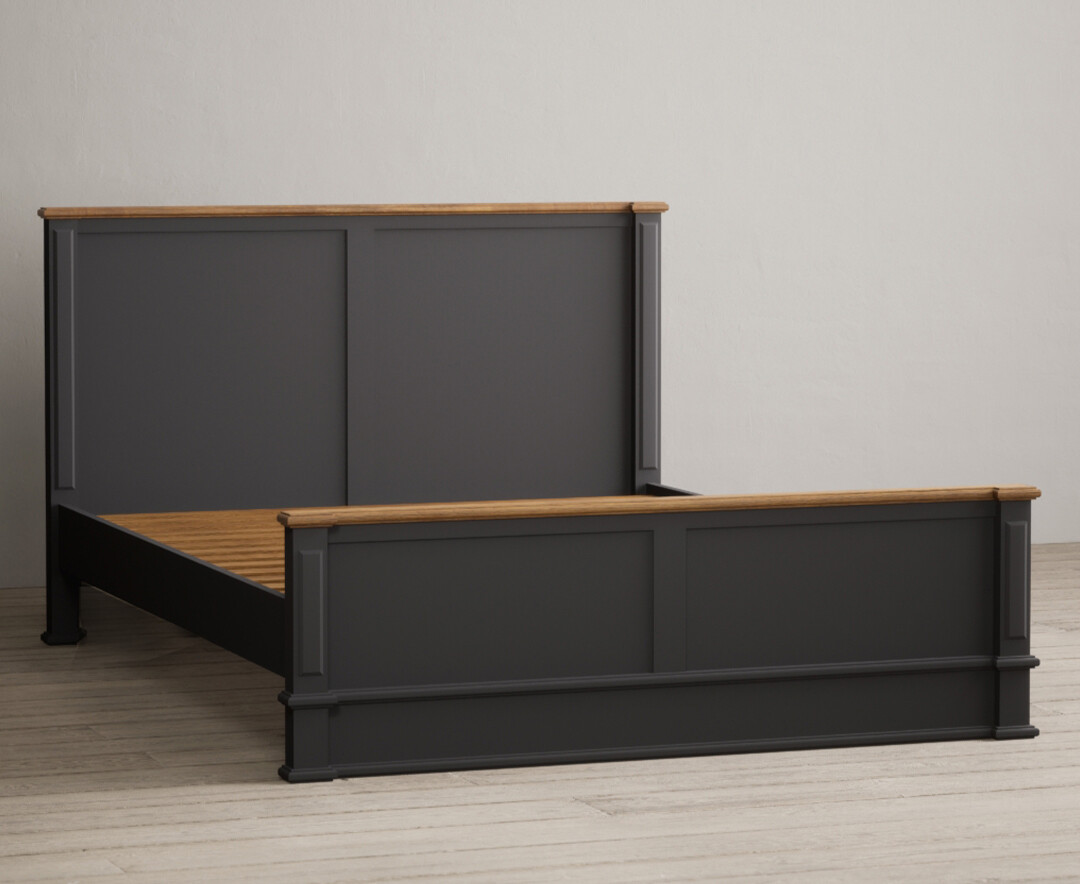 Product photograph of Lawson Oak And Charcoal Grey Painted Kingsize Bed from Oak Furniture Superstore