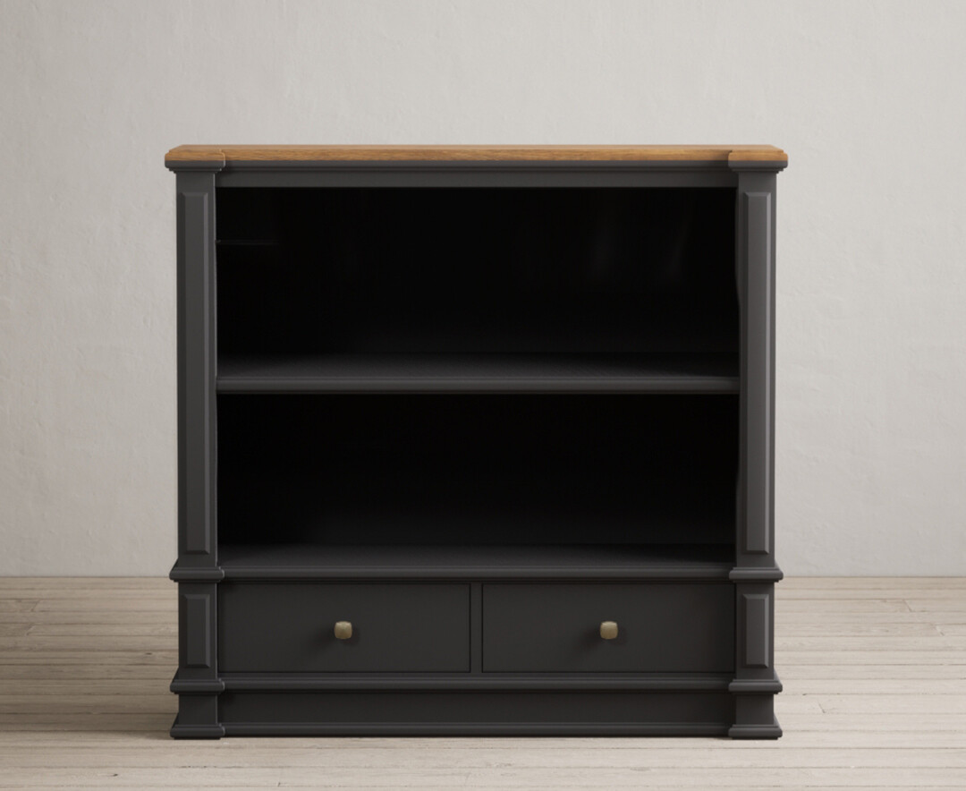 Lawson Oak and Charcoal Grey Painted Small Bookcase at Oak Furniture Superstore
