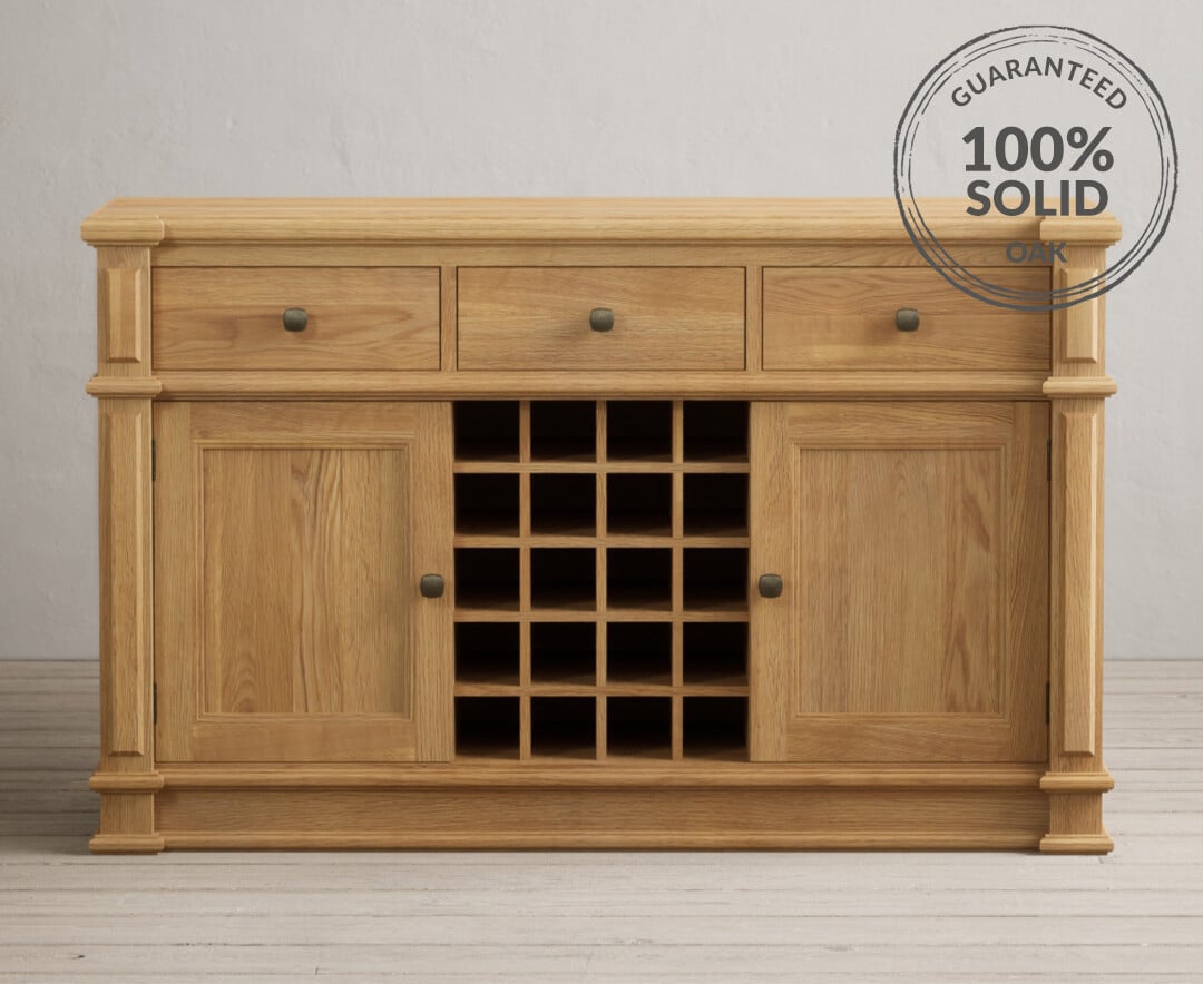 Oak and glass hot sale sideboard