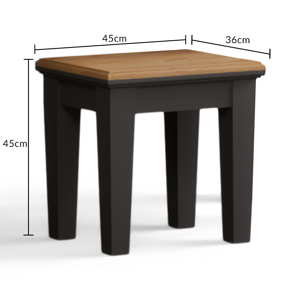 Product photograph of Lawson Oak And Charcoal Grey Painted Dressing Table Stool from Oak Furniture Superstore.