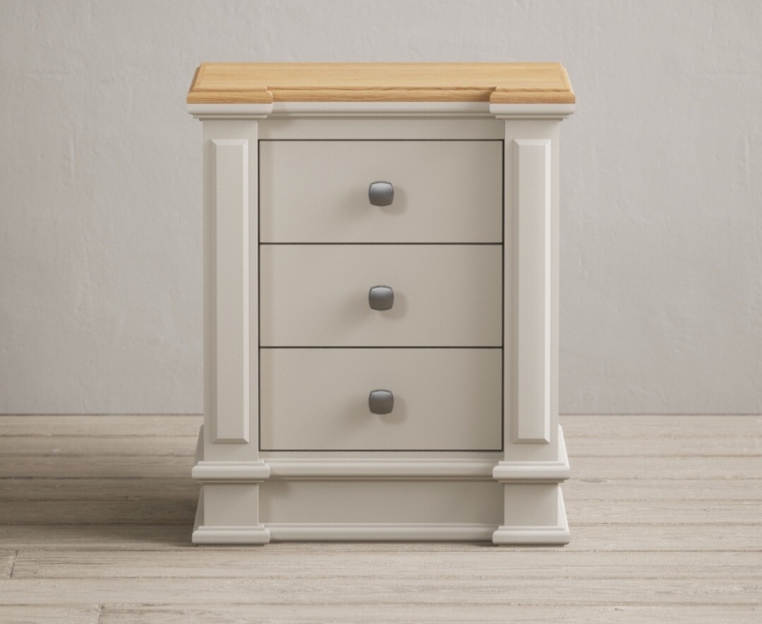 Lawson Oak and Soft White Painted 3 Drawer Bedside Chest
