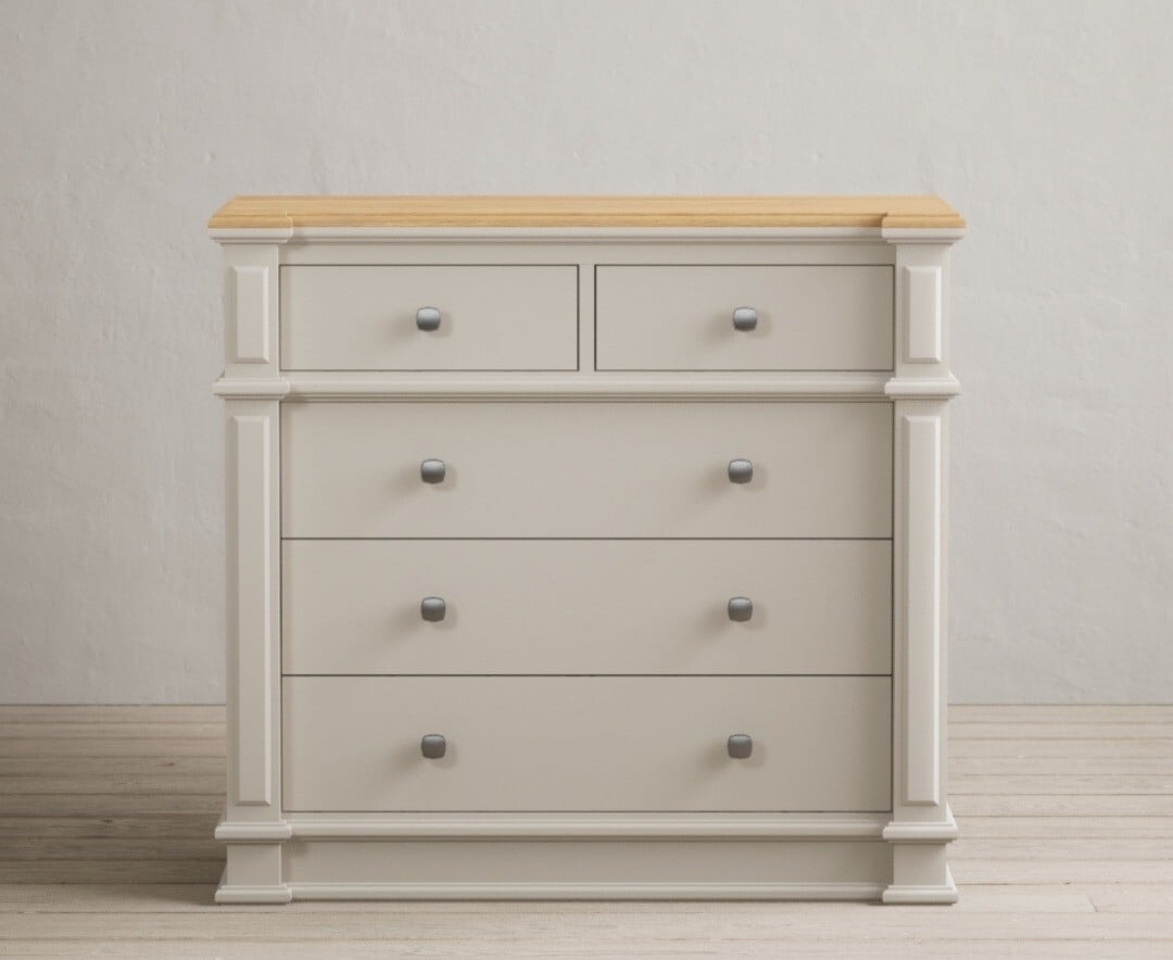 Product photograph of Lawson Oak And Soft White Painted 2 Over 3 Chest Of Drawers from Oak Furniture Superstore
