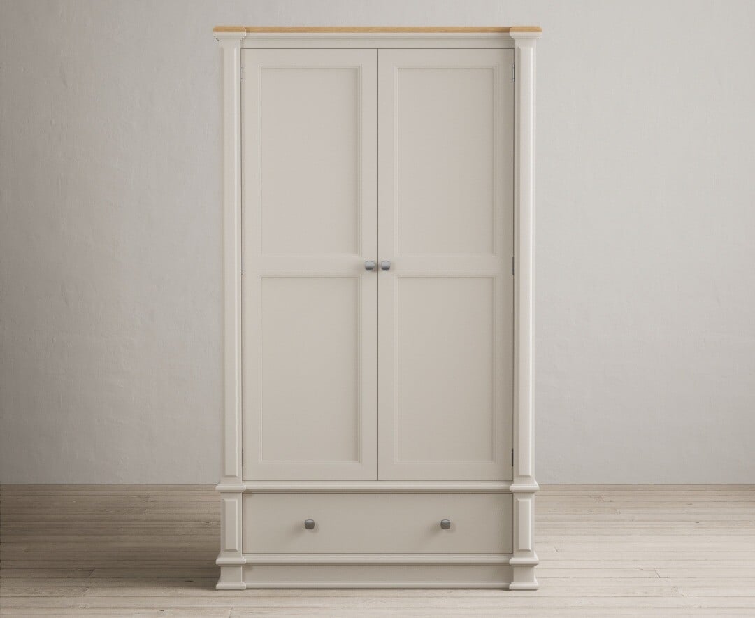 Lawson Oak and Soft White Painted Double Wardrobe
