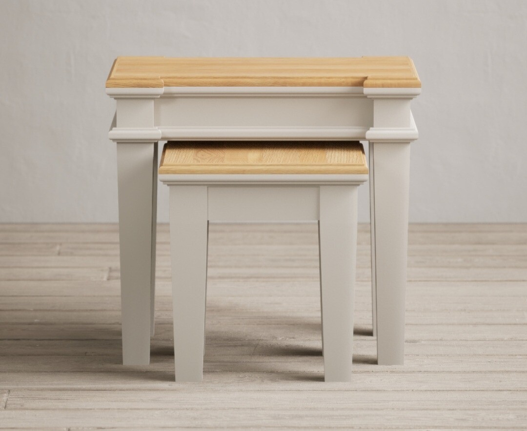 Product photograph of Lawson Oak And Soft White Painted Nest Of Tables from Oak Furniture Superstore