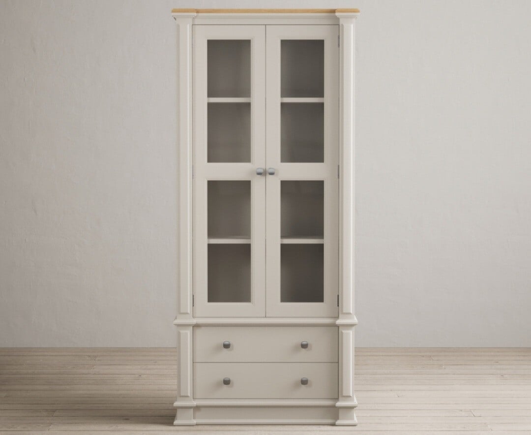 Lawson Oak And Soft White Painted Glazed Display Cabinet