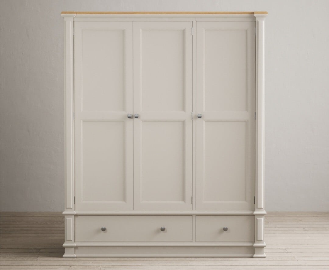 Lawson Oak and Soft White Painted Triple Wardrobe