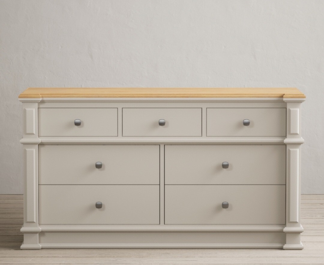 Product photograph of Lawson Oak And Soft White Painted Wide Chest Of Drawers from Oak Furniture Superstore