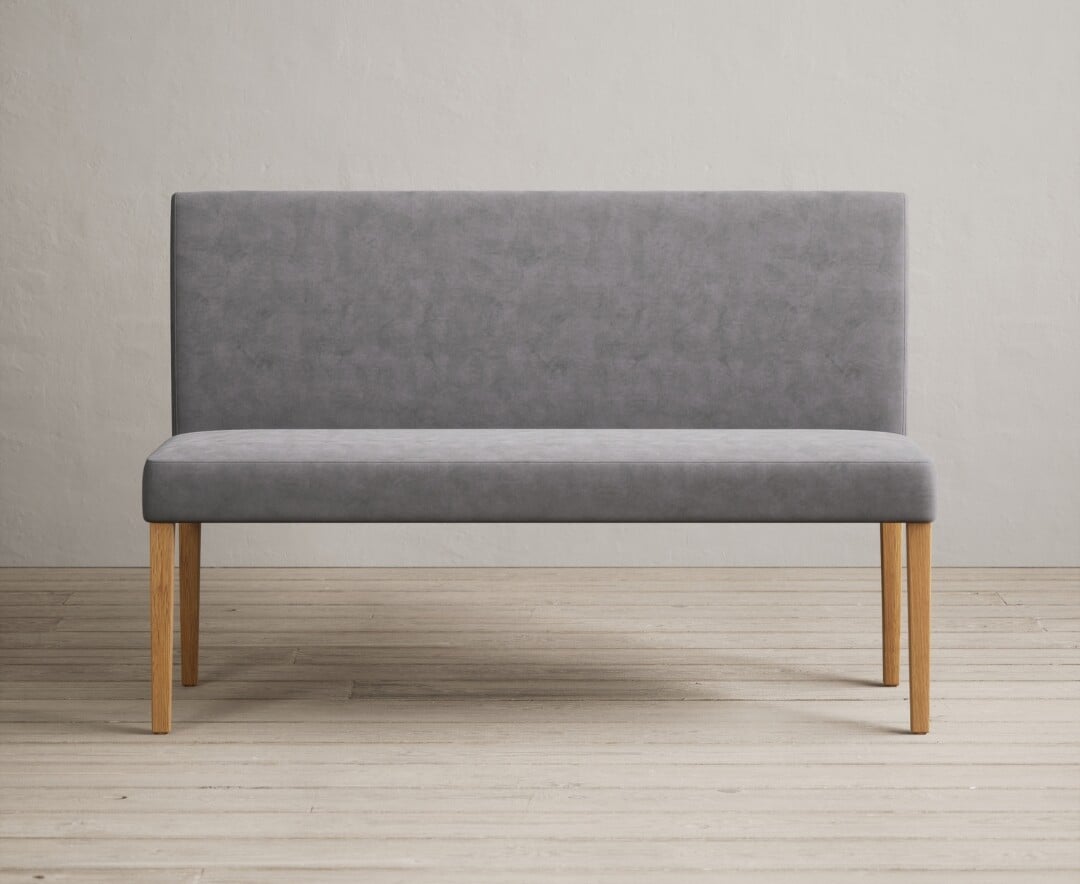 Product photograph of Lila Large Velvet Grey Bench With Back from Oak Furniture Superstore