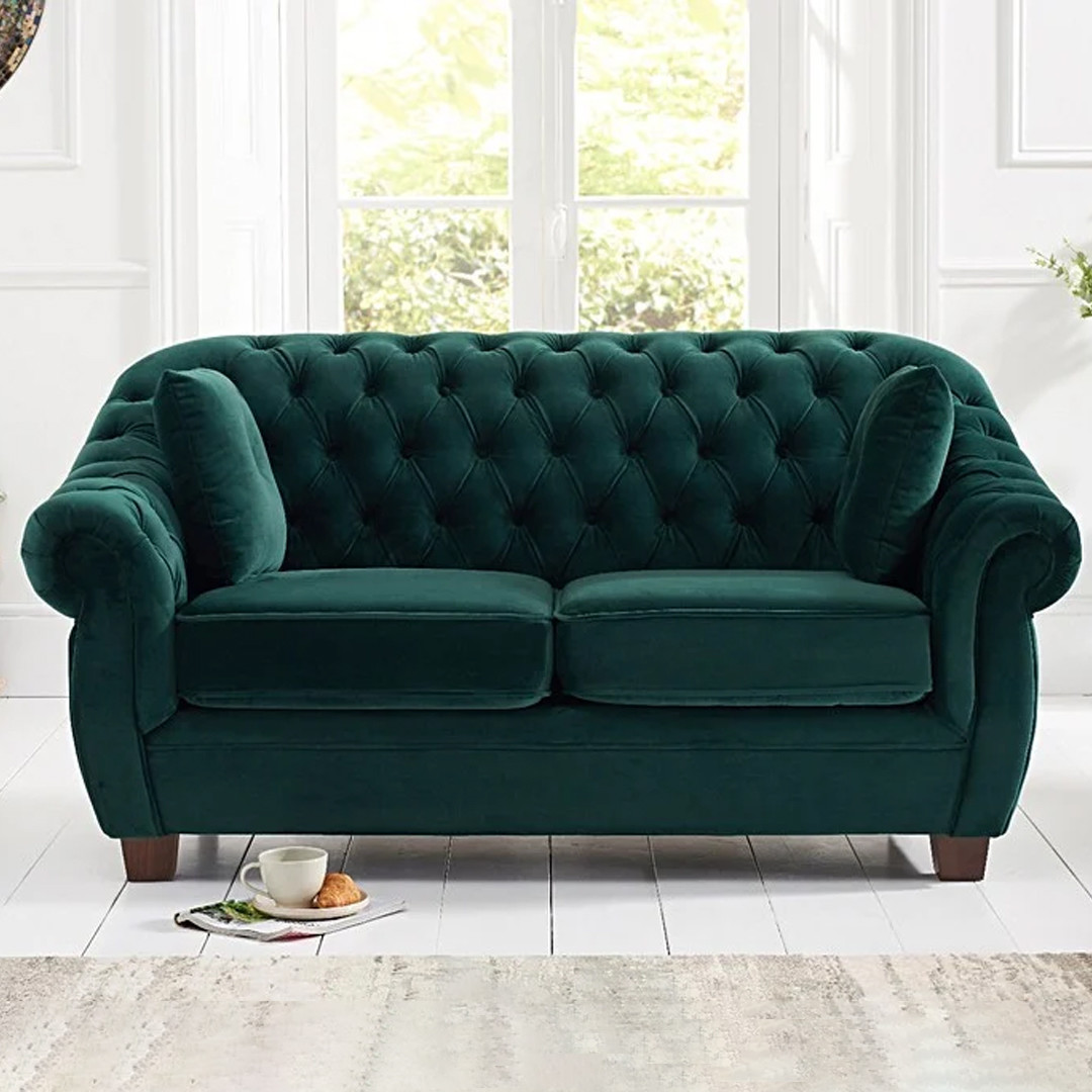 Photo 2 of Eva chesterfield green velvet two-seater sofa