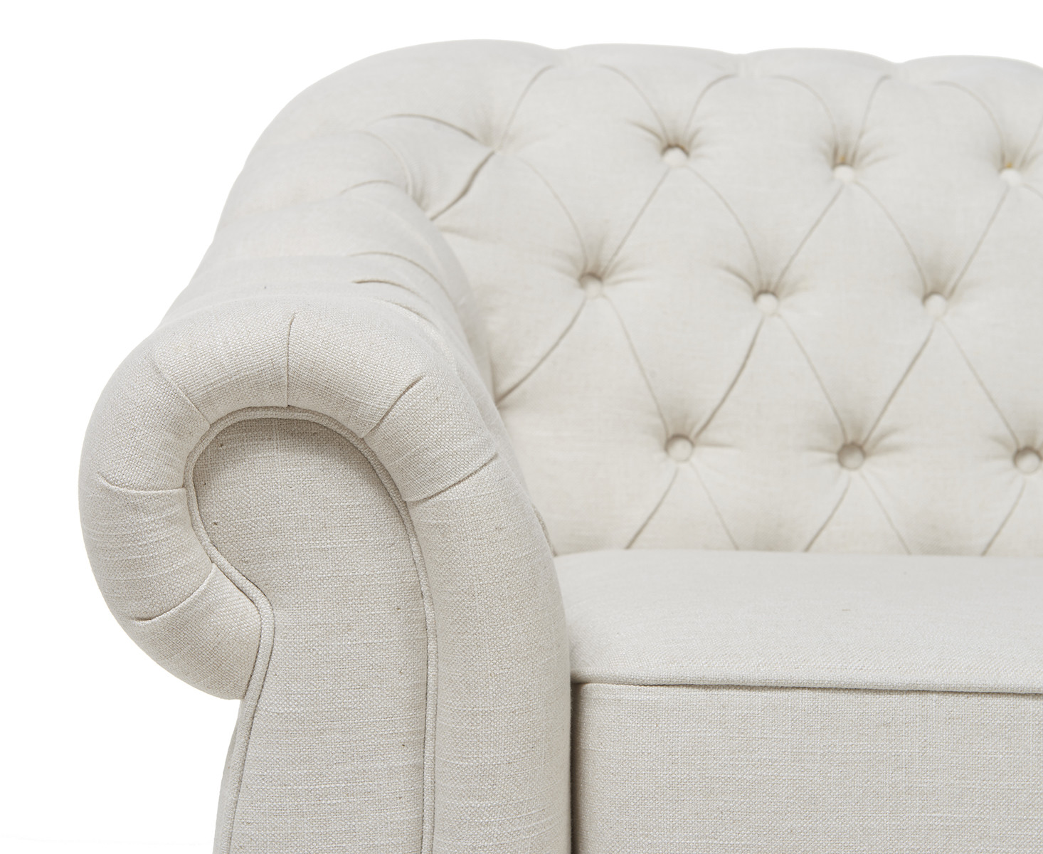Photo 4 of Eva chesterfield ivory linen fabric three-seater sofa