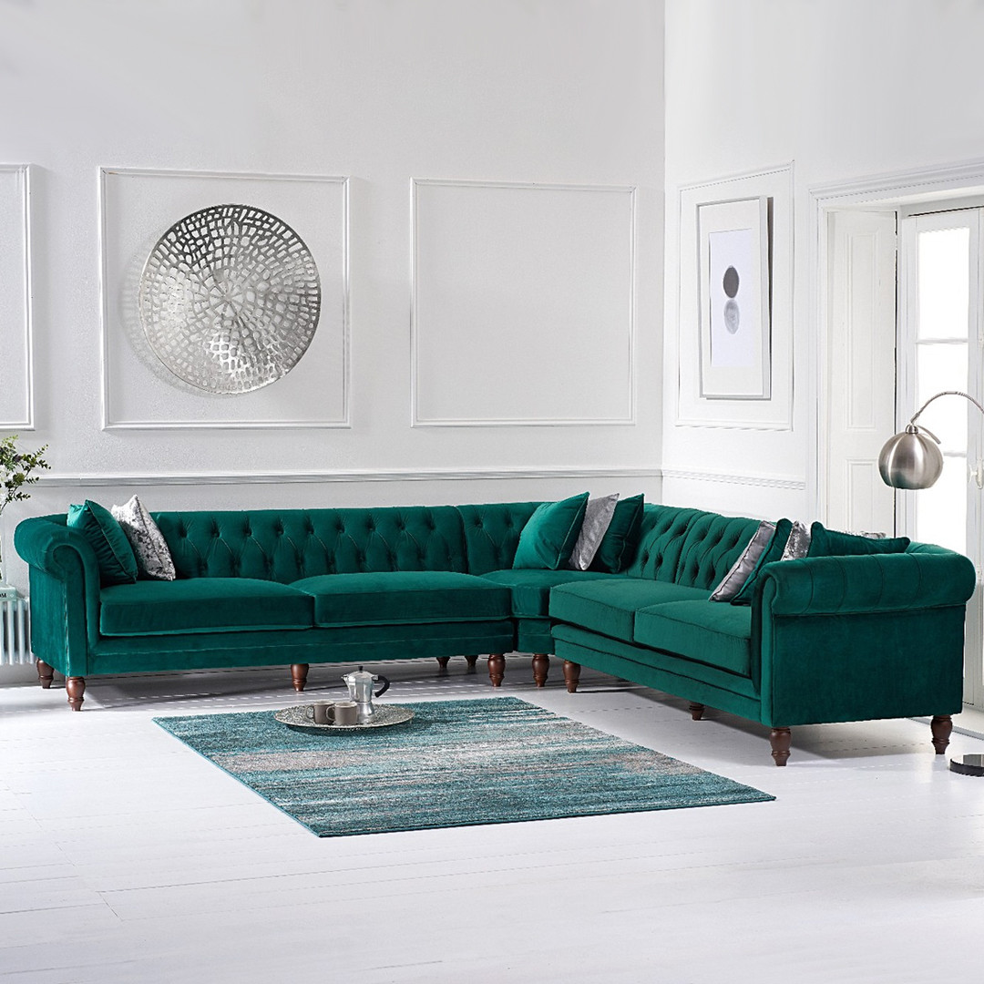 Photo 4 of Bromley large green velvet corner sofa
