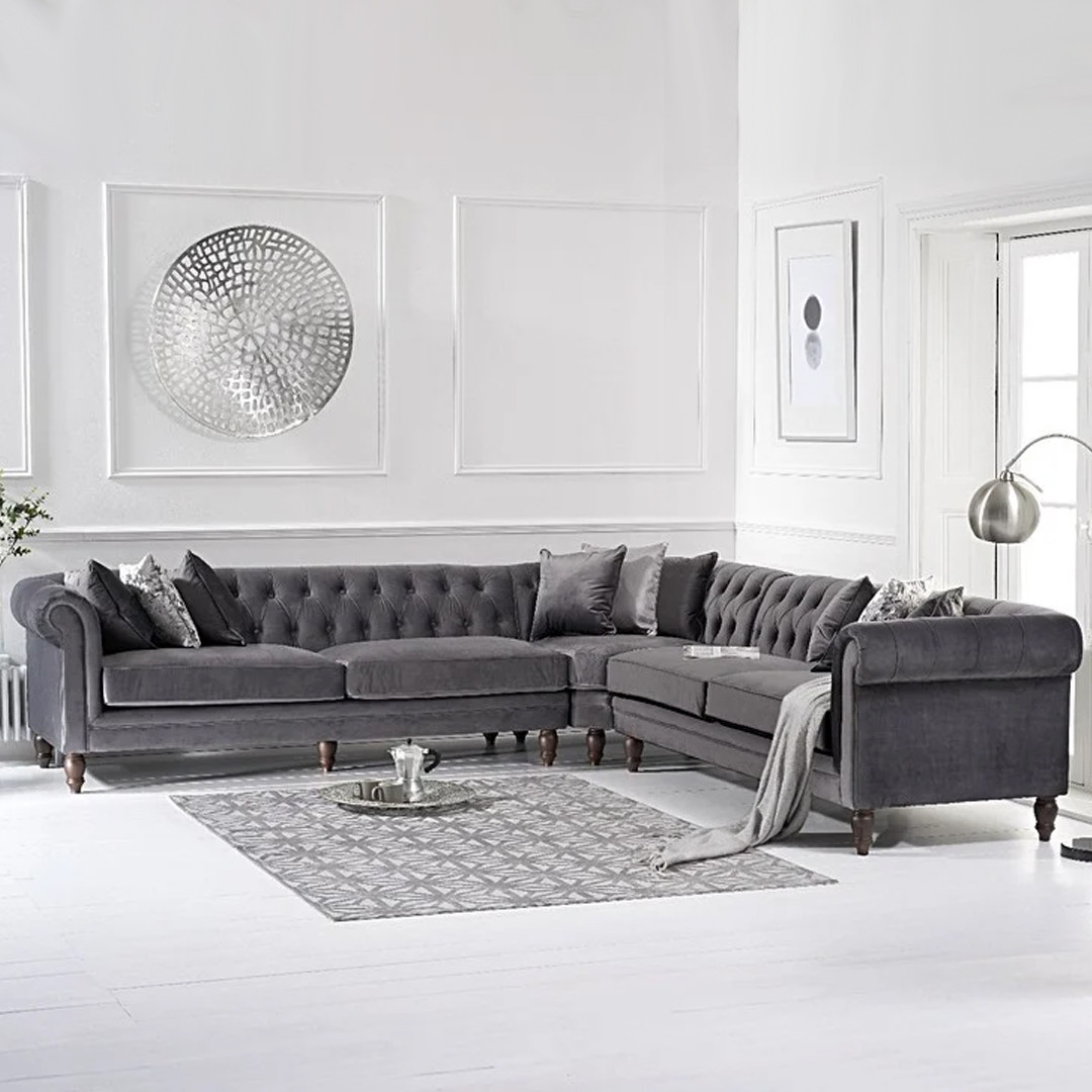Photo 4 of Bromley large grey velvet corner sofa