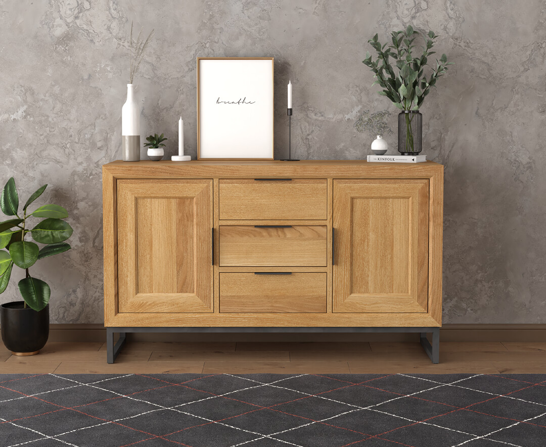 Product photograph of Loft Solid Oak Large Sideboard from Oak Furniture Superstore