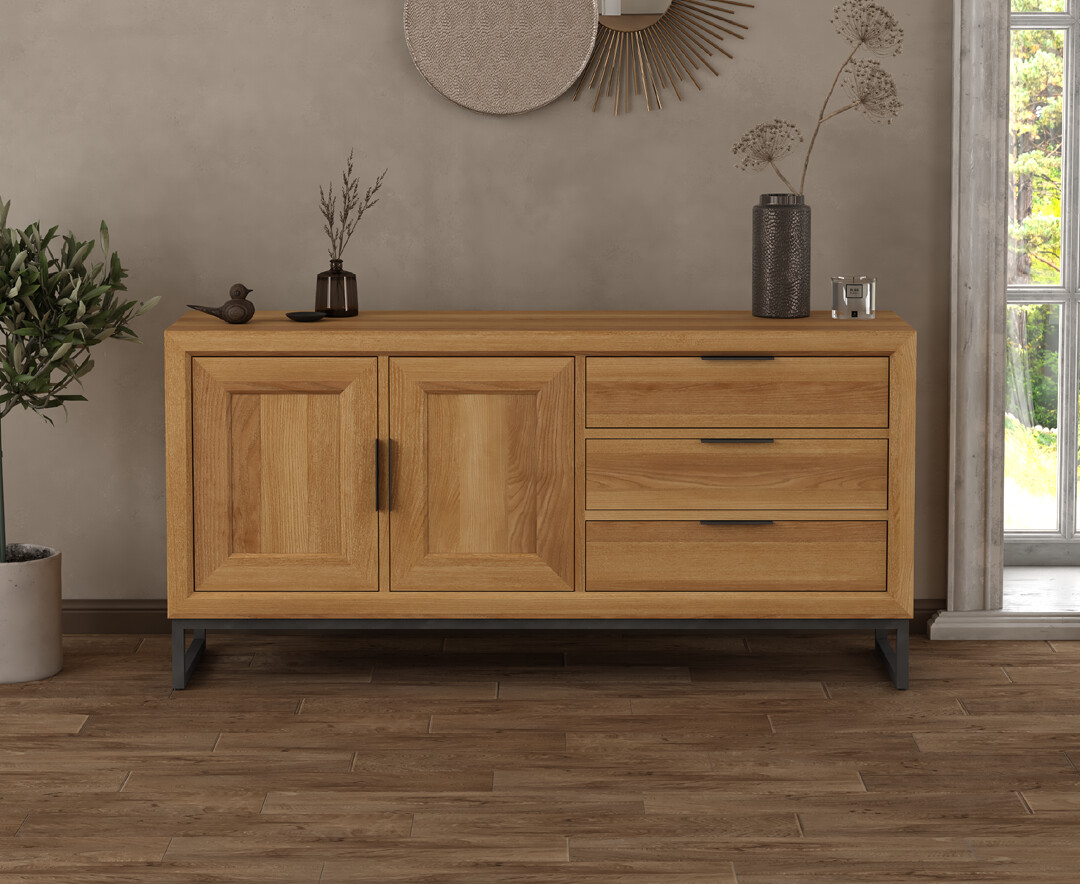 Product photograph of Loft Solid Oak Extra Large Sideboard from Oak Furniture Superstore