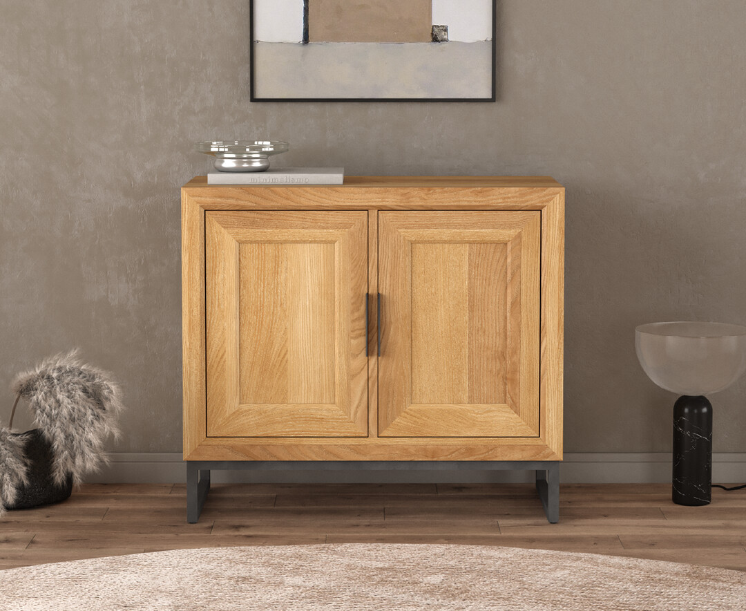Product photograph of Loft Solid Oak Small Sideboard from Oak Furniture Superstore