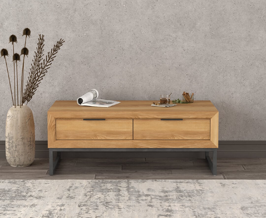 Product photograph of Loft Solid Oak 4 Drawer Coffee Table from Oak Furniture Superstore