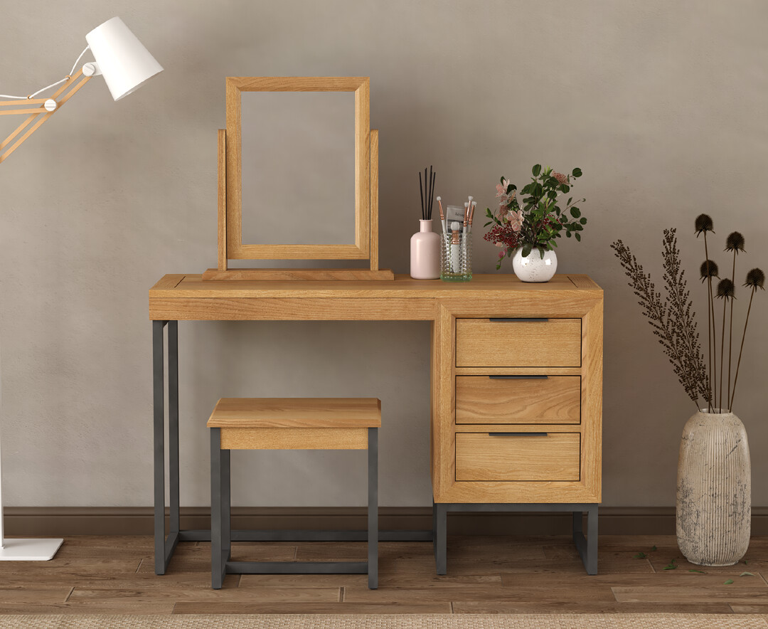 Product photograph of Loft Solid Oak Dressing Table Set from Oak Furniture Superstore