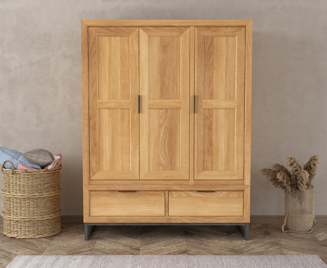 Loft Solid Oak Triple Wardrobe