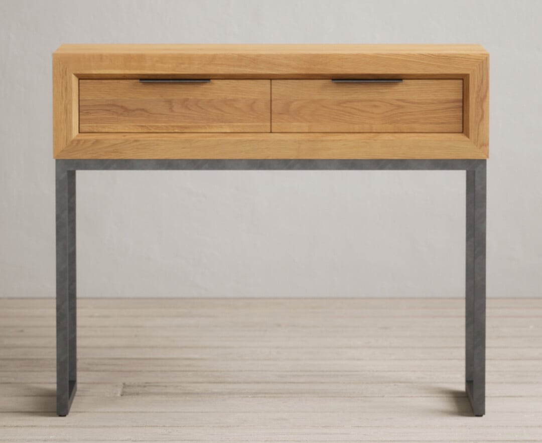 Loft Solid Oak Storage Console Table