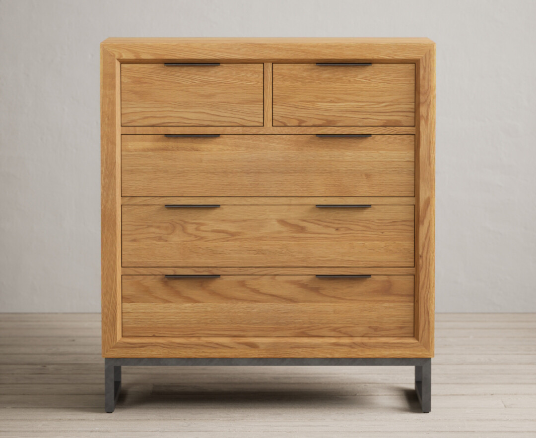 Product photograph of Loft Solid Oak 2 Over 3 Chest Of Drawers from Oak Furniture Superstore