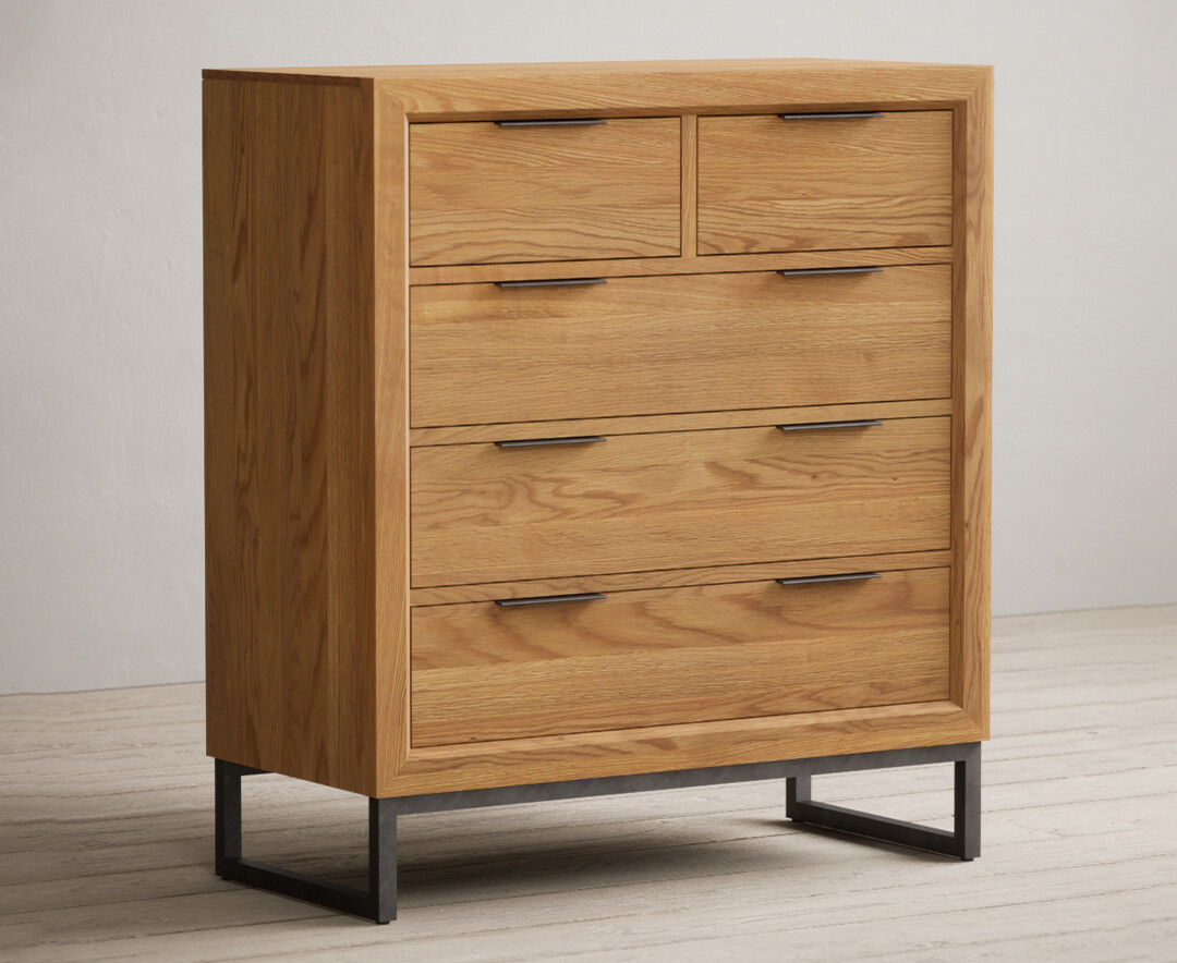 Product photograph of Loft Solid Oak 2 Over 3 Chest Of Drawers from Oak Furniture Superstore.